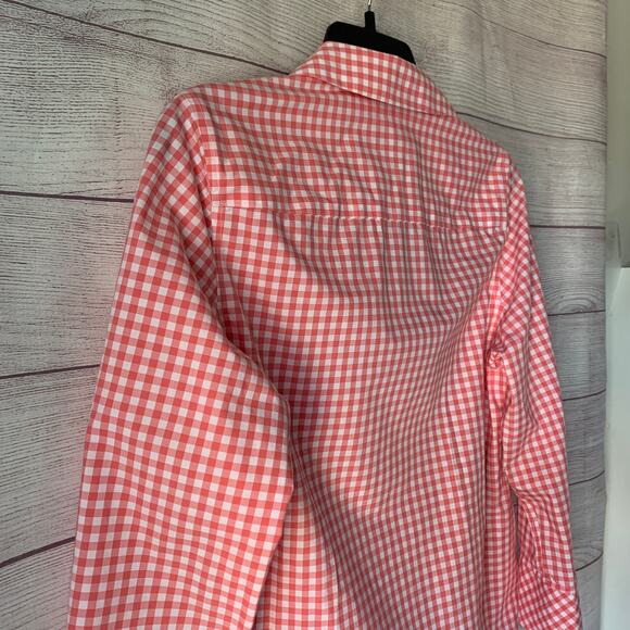 Taylor Investments Gold Label Pink White Gingham Check Button Up Shirt Size 6 - Picture 15 of 16